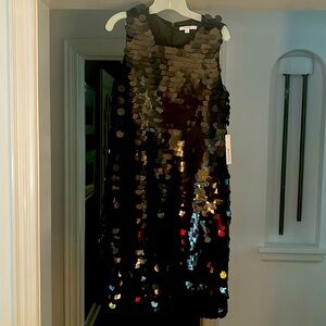 Chicos black paillette a-line dress